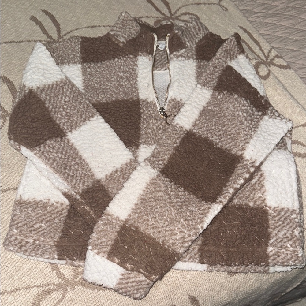 Cozy Brown and White Checkered Pullover